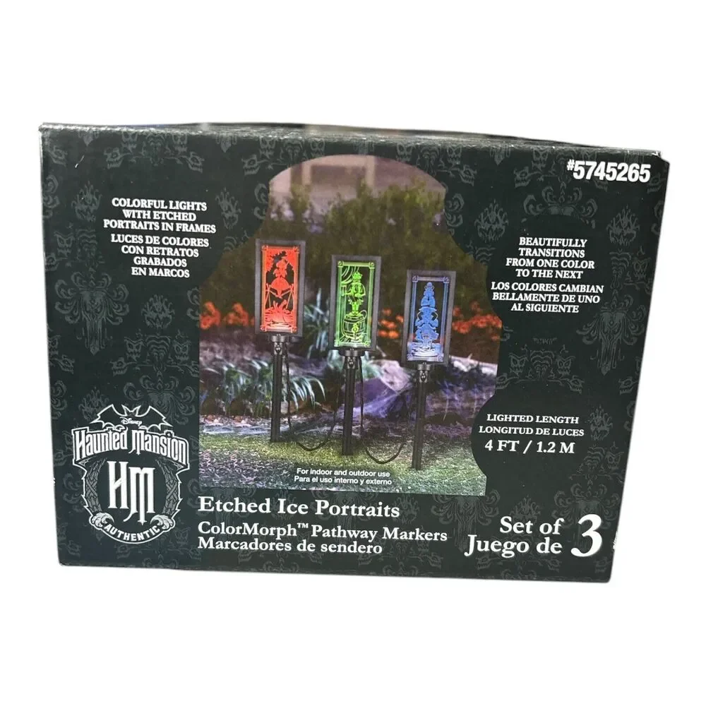 Disney Gemmy Haunted Mansion 3-Count LED Etched Portraits Pathway Marker Lights